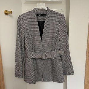 Zara Belted Blazer - Houndstooth